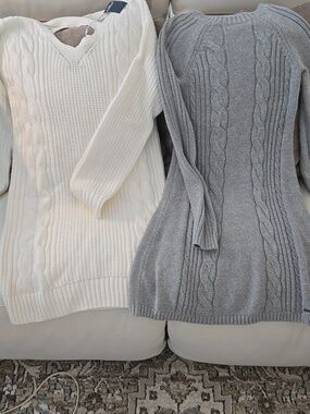 Hollister Gray & Cream CableKnit Sweater Dress Bundle